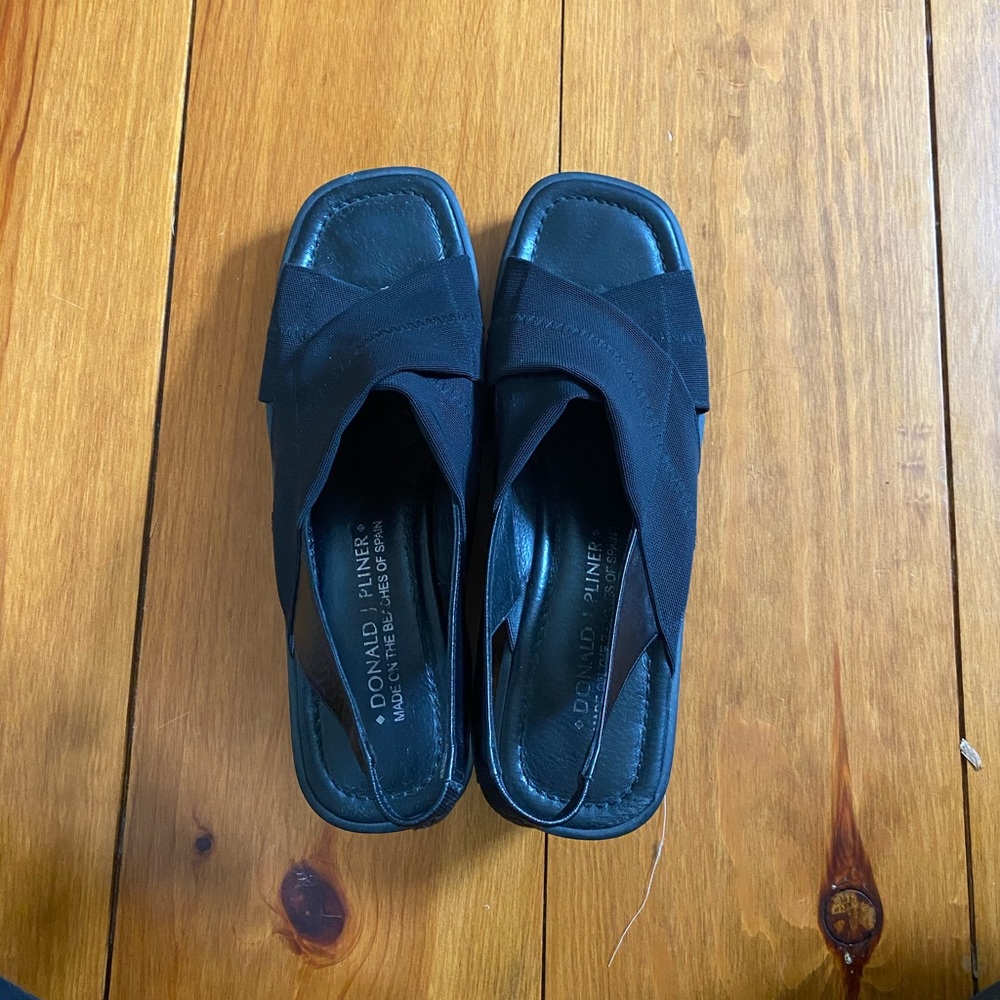 Donald J. Pliner Black Wedged Sandals